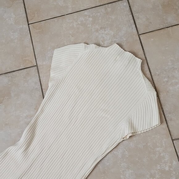 New Bohme Cream Ribbed Knit Dress Size Medium - Picture 7 of 10